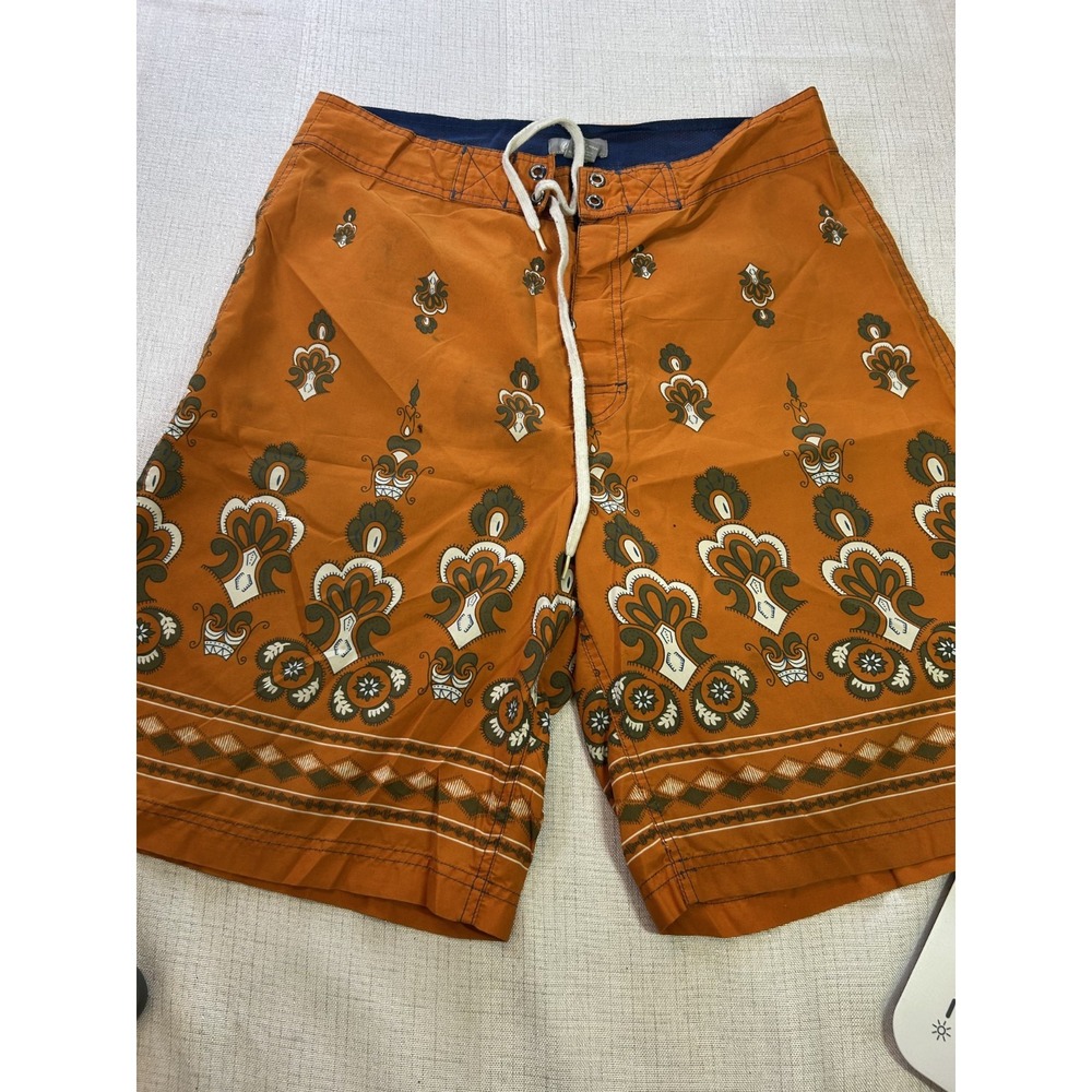 Utility Shorts, Men's Size 34, Orange,‎ Swim Trunks, Tie Waist, Printed
